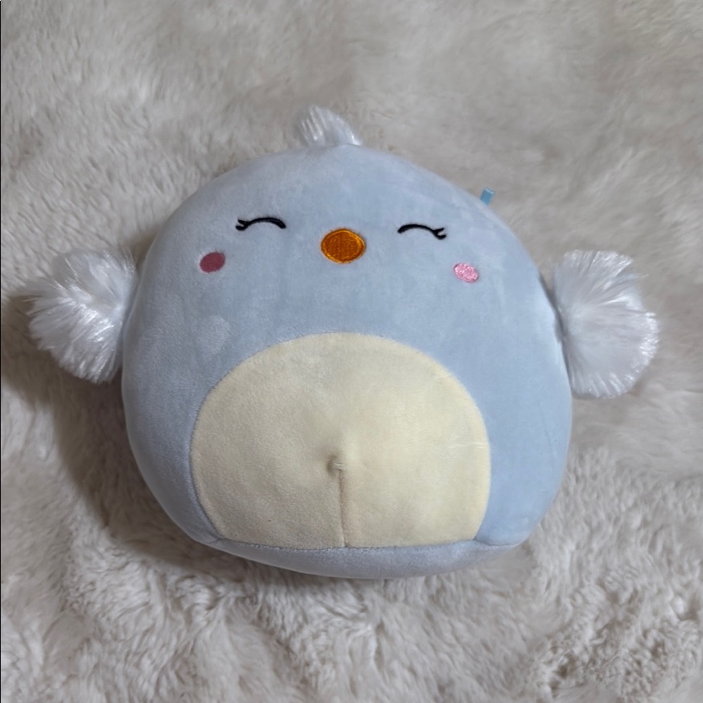 Squishmallows Plush Bird Toy - Light Blue and Cream